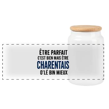 Être parfait, c’est être Charentais - Boîte à biscuits avec couvercle en bois - blanc - Devant