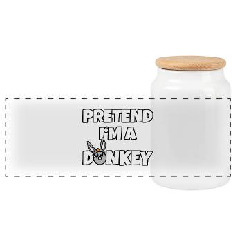 Pretend I'm a Donkey – Simple Donkey Costume - Panoramic Cookie Jar with Wooden Lid - white - Front