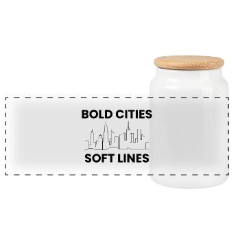 Bold Cities Soft Lines GIS Urban Planning - Panoramic Cookie Jar with Wooden Lid - white - Front