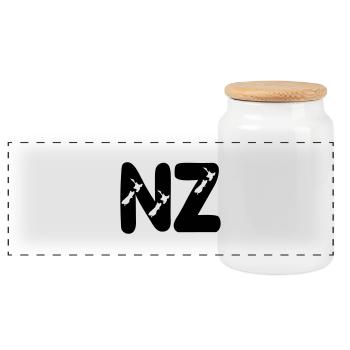 NZ - Panorama Keksdose mit Holzdeckel - Weiß - Vorne