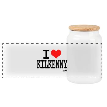 i love kilkenny by wam - Panoramic Cookie Jar with Wooden Lid - white - Front