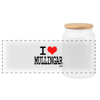 i love mullingar by wam - Panoramic Cookie Jar with Wooden Lid - white - Front