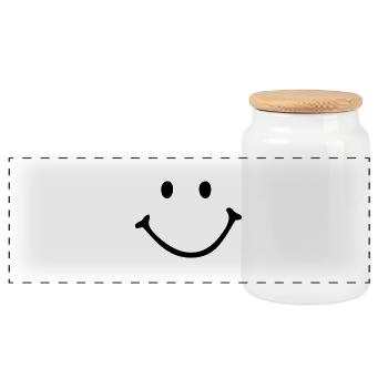 smiley - smile - Panoramic Cookie Jar with Wooden Lid - white - Front