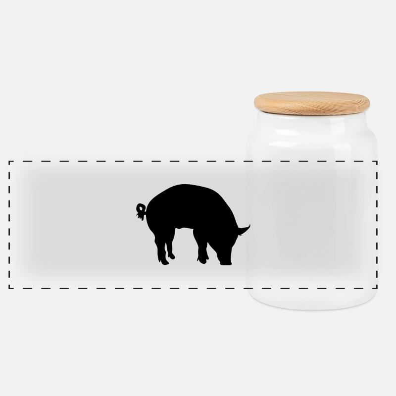 pig - Panorama Keksdose mit Holzdeckel - Weiß