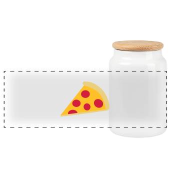 Pizza - Panoramic Cookie Jar with Wooden Lid - white - Front