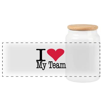 ilovemyteam - Boîte à biscuits avec couvercle en bois - blanc - Devant