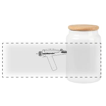 Ray Gun 1966 - Panoramic Cookie Jar with Wooden Lid - white - Front