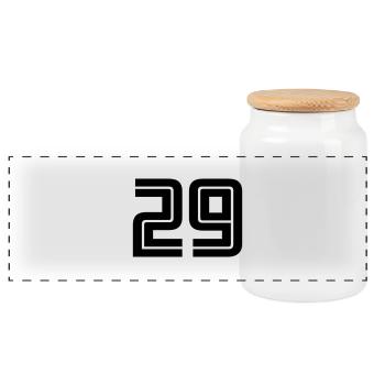 29 - Panoramic Cookie Jar with Wooden Lid - white - Front