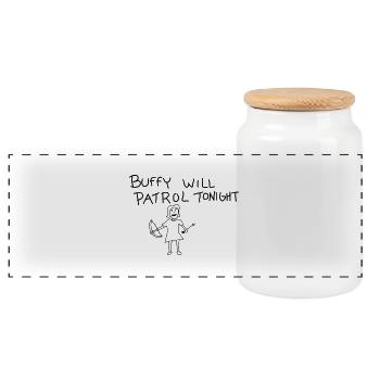 buffy's patrol - Panoramic Cookie Jar with Wooden Lid - white - Front