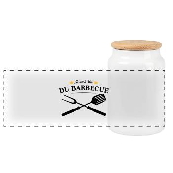 roi du barbecue - Boîte à biscuits avec couvercle en bois - blanc - Devant