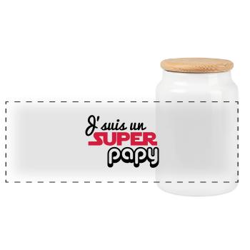 J'suis un super papy - grand-père - Boîte à biscuits avec couvercle en bois - blanc - Devant