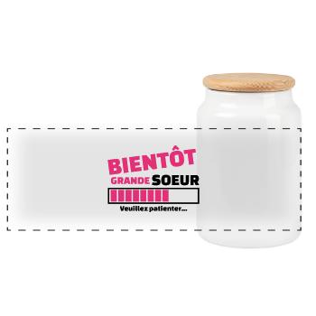 bientôt grande soeur - Boîte à biscuits avec couvercle en bois - blanc - Devant