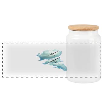 cloudstreet - Panoramic Cookie Jar with Wooden Lid - white - Front