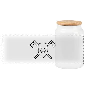 Minimal Wappen Zwerg - Panorama Keksdose mit Holzdeckel - Weiß - Vorne