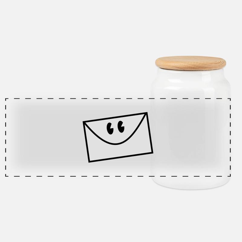 envelope - Panoramic Cookie Jar with Wooden Lid - white