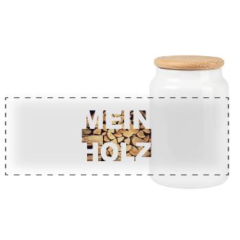 Mein Holz - Panorama Keksdose mit Holzdeckel - Weiß - Vorne