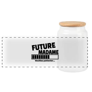 future madame - Boîte à biscuits avec couvercle en bois - blanc - Devant
