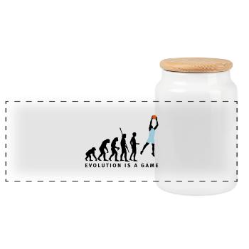 evolution_basketball_072011_b_3c - Panorama Keksdose mit Holzdeckel - Weiß - Vorne