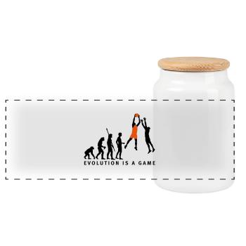 evolution_basketball_072011_d_2c - Panorama Keksdose mit Holzdeckel - Weiß - Vorne