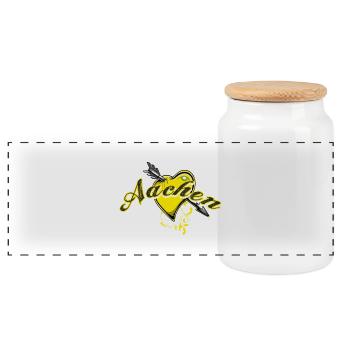 aachen - Panoramic Cookie Jar with Wooden Lid - white - Front