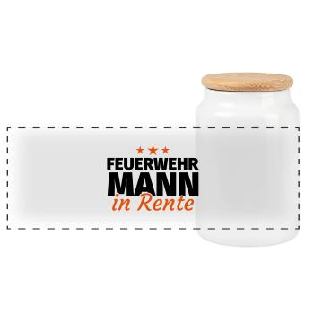 Feuerwehrmann Rente - Panorama Keksdose mit Holzdeckel - Weiß - Vorne