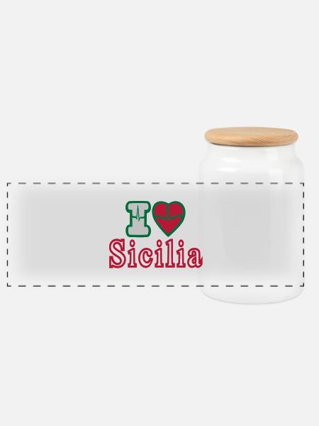 Sicilia - Panorama Keksdose mit Holzdeckel - Weiß