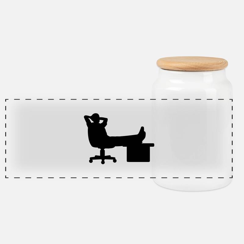 Boss Chef manager silhouette - Panorama Keksdose mit Holzdeckel - Weiß