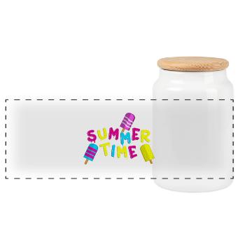 Summer Time - Panorama Keksdose mit Holzdeckel - Weiß - Vorne