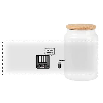 Disquette VS USB key - Boîte à biscuits avec couvercle en bois - blanc - Devant