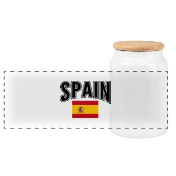 Spain - Panoramic Cookie Jar with Wooden Lid - white - Front