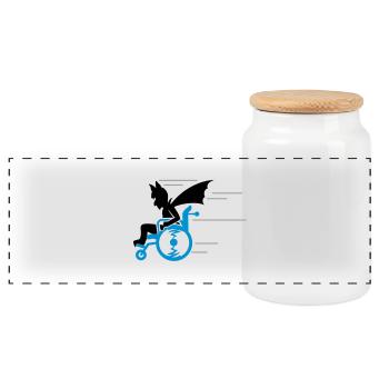 senior superhero (3c) - Panoramic Cookie Jar with Wooden Lid - white - Front