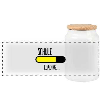 Schule Loading... - Panorama Keksdose mit Holzdeckel - Weiß - Vorne