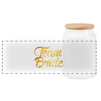Team Bride - Panoramic Cookie Jar with Wooden Lid - white - Front