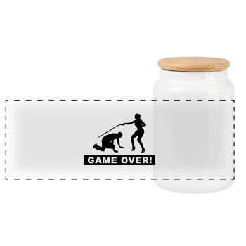 stag night - Panoramic Cookie Jar with Wooden Lid - white - Front