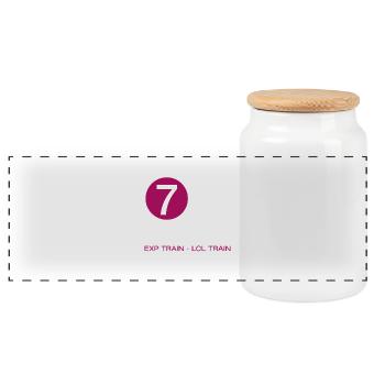 new york city metro train 7 times flushing queens - Panoramic Cookie Jar with Wooden Lid - white - Front