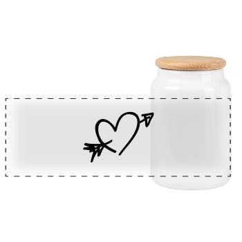 heart_shot_1 - Panoramic Cookie Jar with Wooden Lid - white - Front