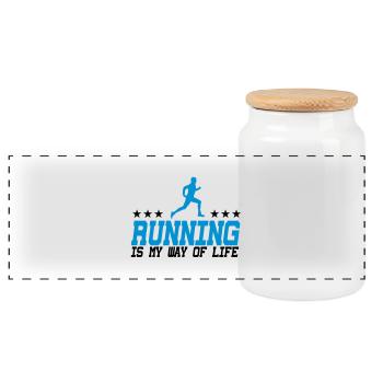 running is my way of life male 2c - Boîte à biscuits avec couvercle en bois - blanc - Devant