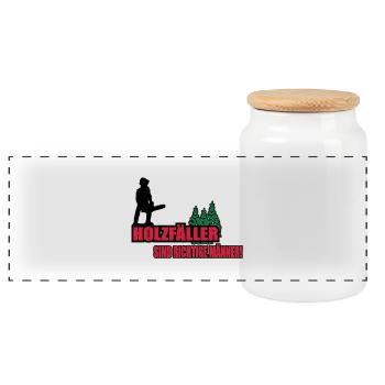 lumberjack - Panoramic Cookie Jar with Wooden Lid - white - Front