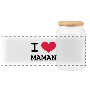 Ich liebe Mama! - Panorama Keksdose mit Holzdeckel - Weiß - Vorne