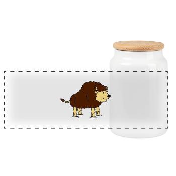 bison - Panoramic Cookie Jar with Wooden Lid - white - Front