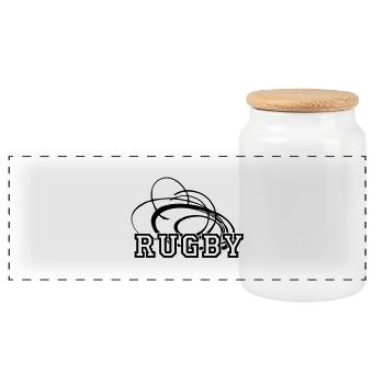 Rugby 1 - Boîte à biscuits avec couvercle en bois - blanc - Devant