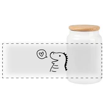 Cute Dino - Panorama Keksdose mit Holzdeckel - Weiß - Vorne