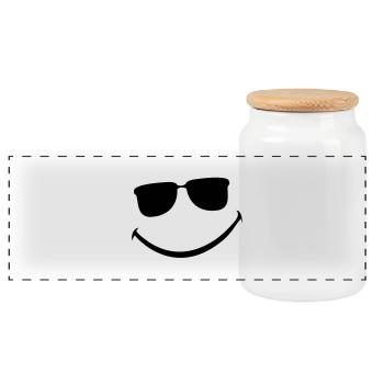 smileface_2 - Panorama Keksdose mit Holzdeckel - Weiß - Vorne