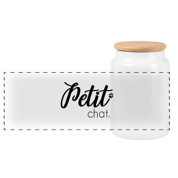 Petit chat - Boîte à biscuits avec couvercle en bois - blanc - Devant