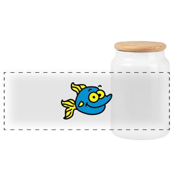 poissons drôles - Boîte à biscuits avec couvercle en bois - blanc - Devant