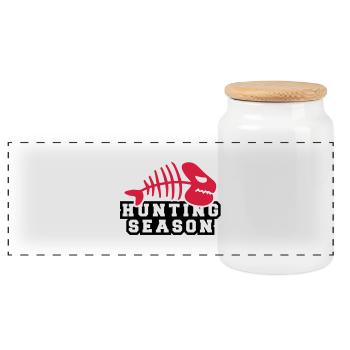fish_hunting_season_jq2 - Boîte à biscuits avec couvercle en bois - blanc - Devant