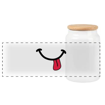 SMILEY - Boîte à biscuits avec couvercle en bois - blanc - Devant