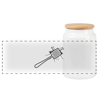Une tapette à mouche tue un moustique - Boîte à biscuits avec couvercle en bois - blanc - Devant