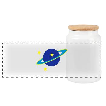Saturn - Panorama Keksdose mit Holzdeckel - Weiß - Vorne