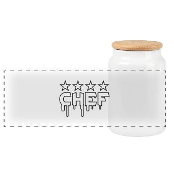 Chef - Panoramic Cookie Jar with Wooden Lid - white - Front